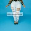 Curvaceous Boutique Light Blue Double Ripped Jeans