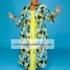 Curvaceous Boutique Blue And Yellow Chiffon Duster