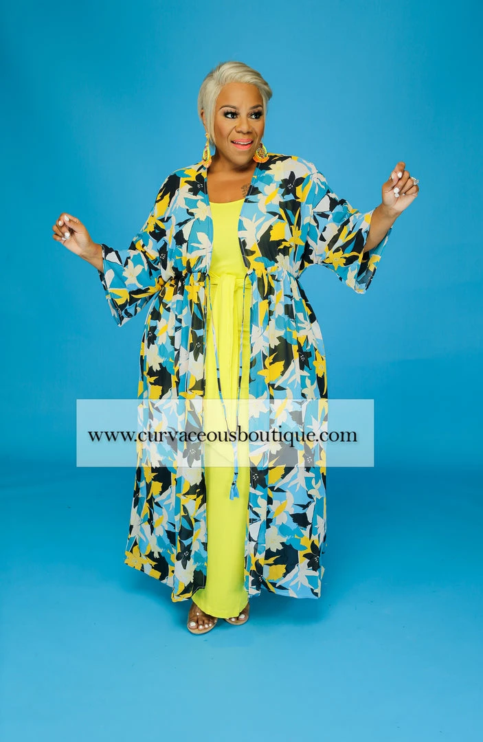 Curvaceous Boutique Blue And Yellow Chiffon Duster 3 Curvaceous Boutique Blue And Yellow Chiffon Duster