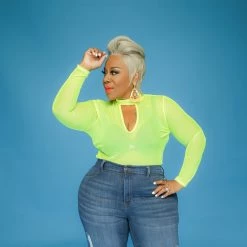 Curvaceous Boutique NEW Neon Green Keyhole Bodysuit