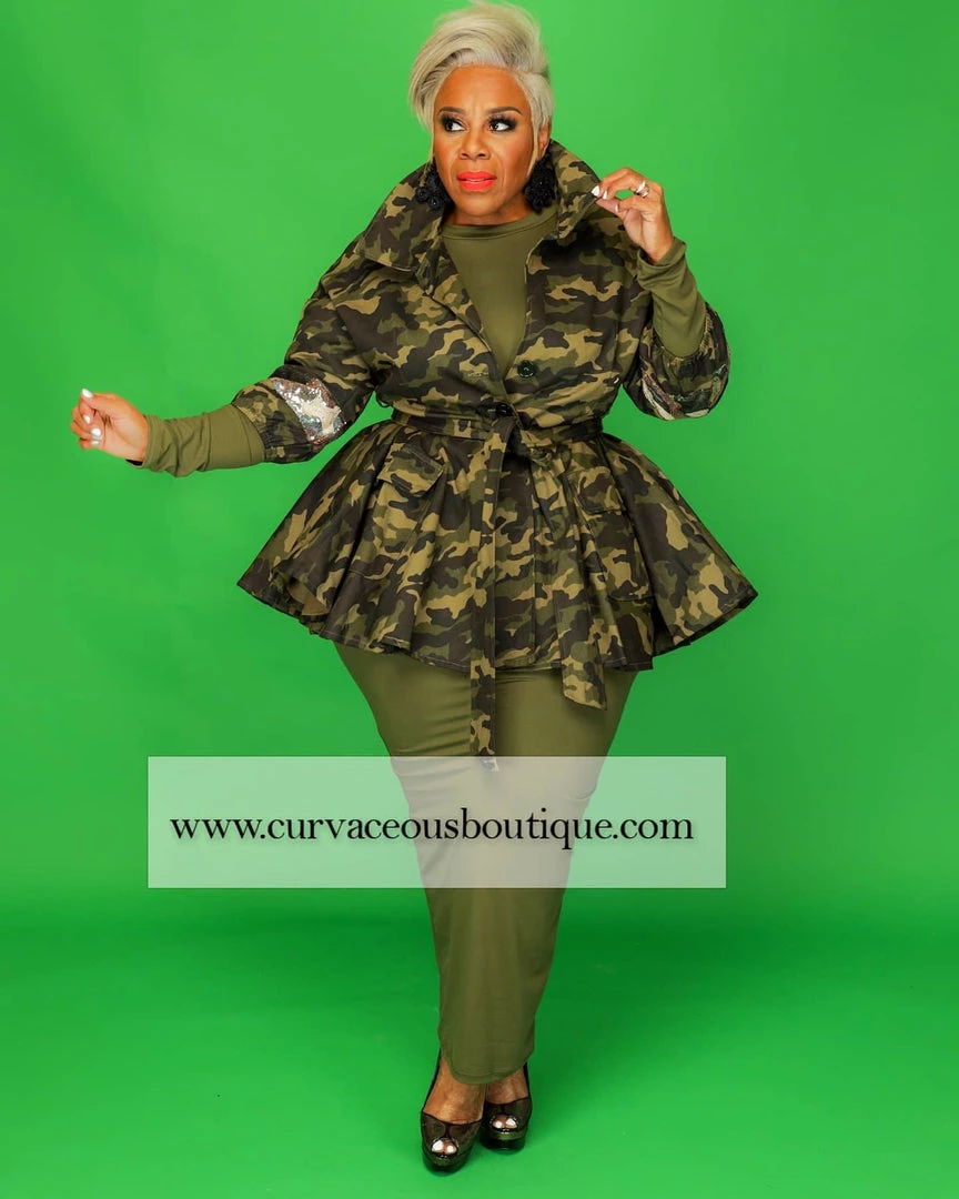 Curvaceous Boutique Camouflage Sequin Peplum Jacket 3 Curvaceous Boutique Camouflage Sequin Peplum Jacket