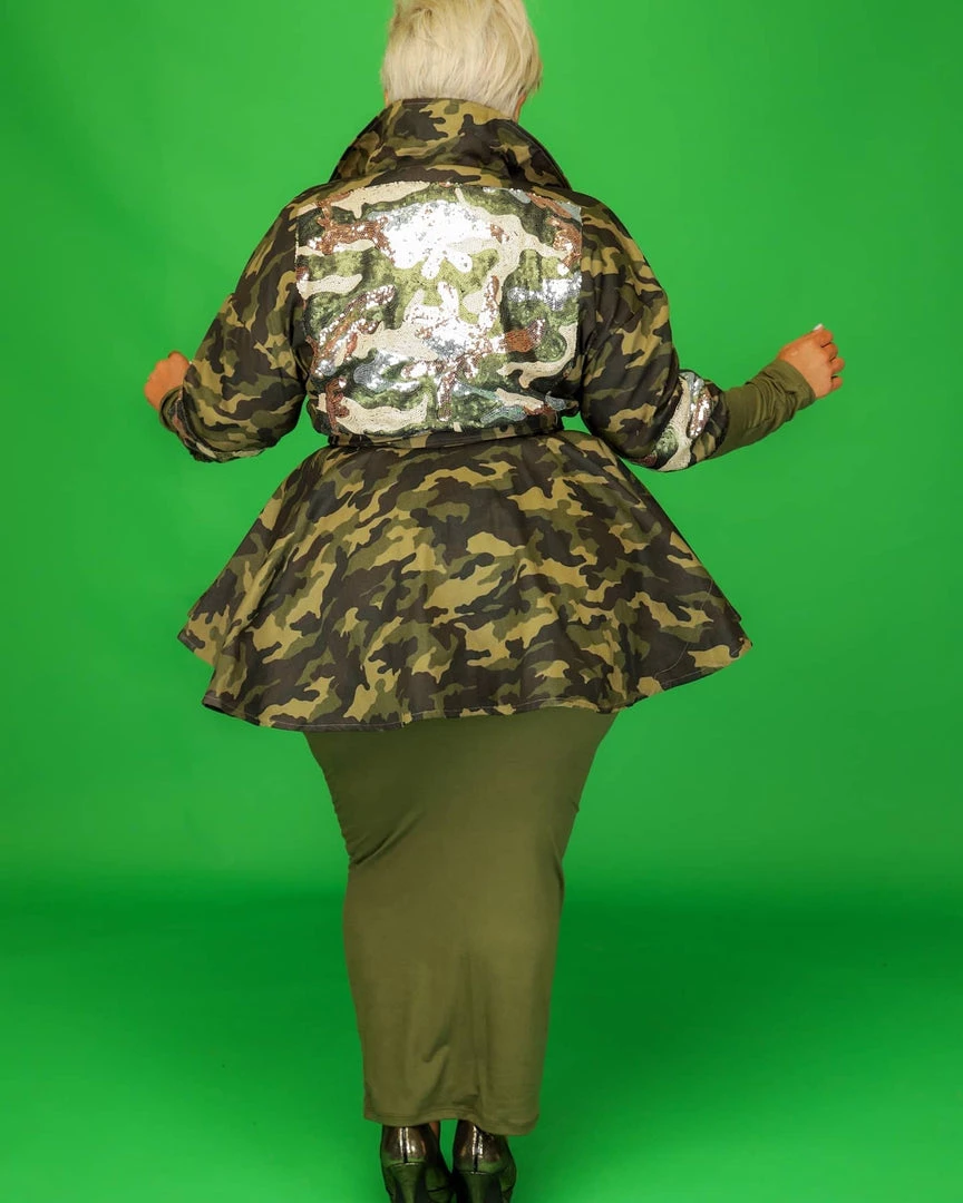 Curvaceous Boutique Camouflage Sequin Peplum Jacket 4 Curvaceous Boutique Camouflage Sequin Peplum Jacket