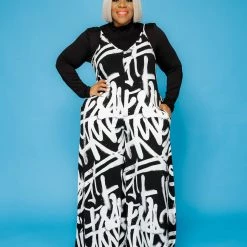 Curvaceous Boutique Graffiti Print Jumpsuit