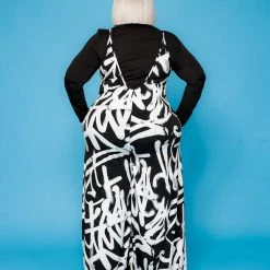 Curvaceous Boutique Graffiti Print Jumpsuit