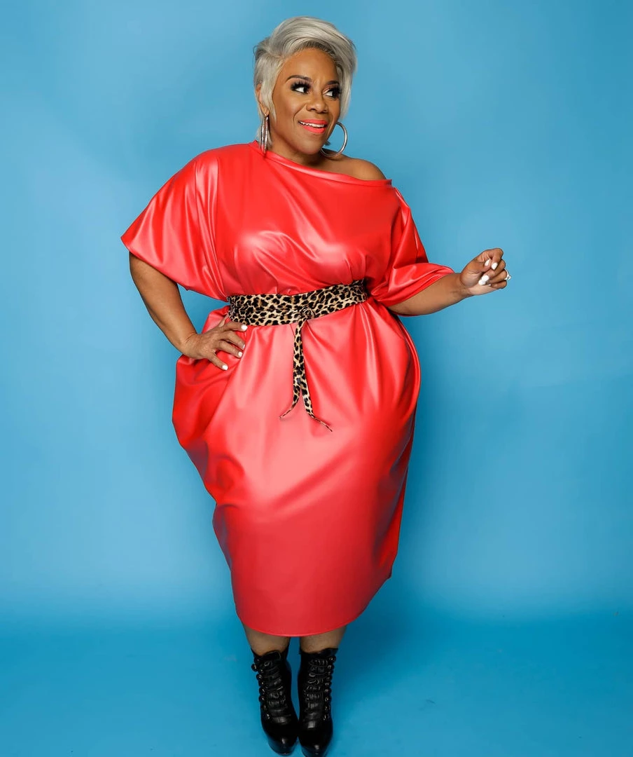 Curvaceous Boutique Red Alana Faux Leather Baggy Dress DRESSES 5 Curvaceous Boutique Red Alana Faux Leather Baggy Dress DRESSES