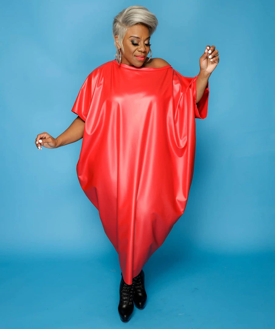 Curvaceous Boutique Red Alana Faux Leather Baggy Dress DRESSES 3 Curvaceous Boutique Red Alana Faux Leather Baggy Dress DRESSES