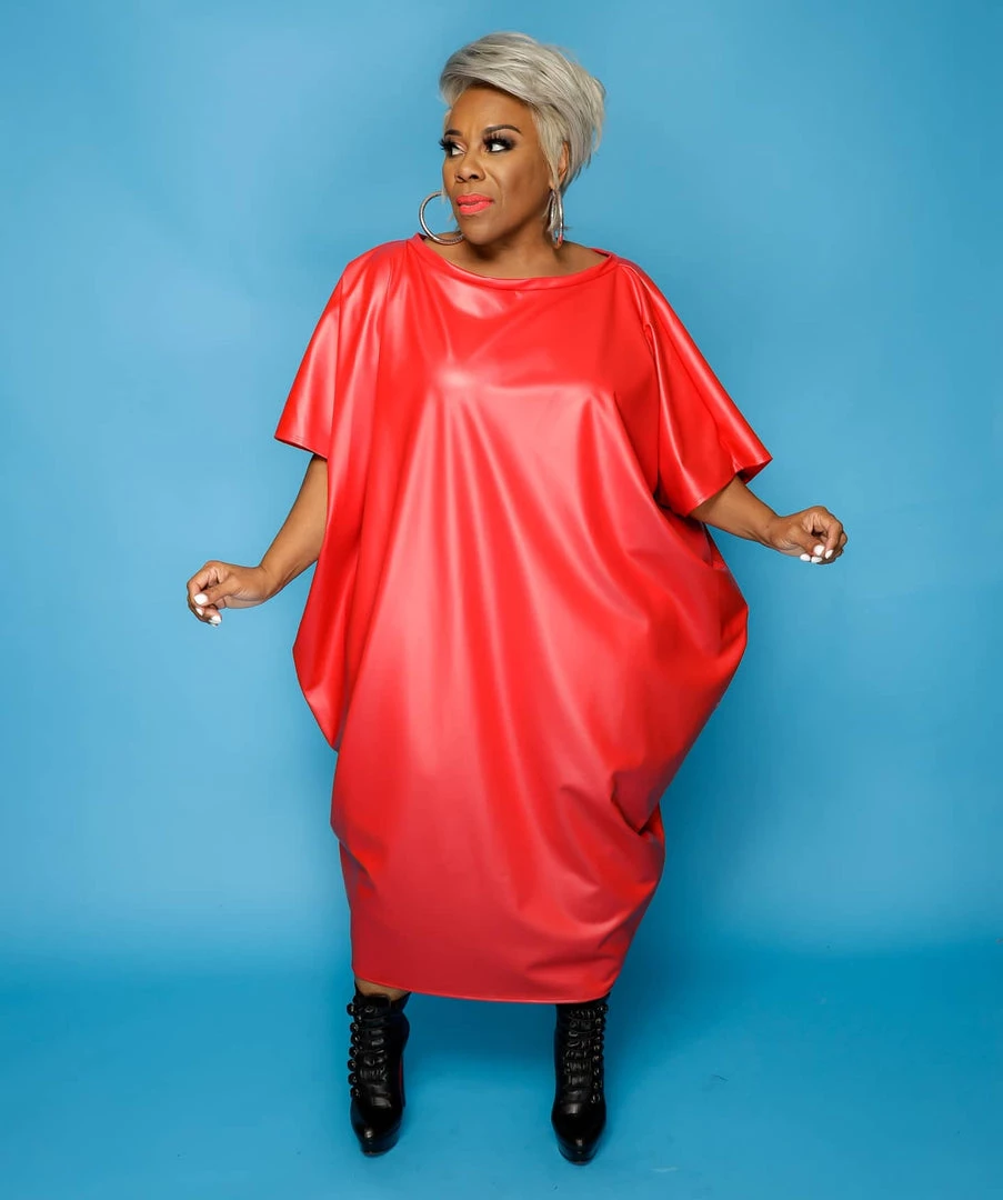 Curvaceous Boutique Red Alana Faux Leather Baggy Dress DRESSES 4 Curvaceous Boutique Red Alana Faux Leather Baggy Dress DRESSES