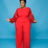 Curvaceous Boutique Red Runway Sequin Jumpsuit