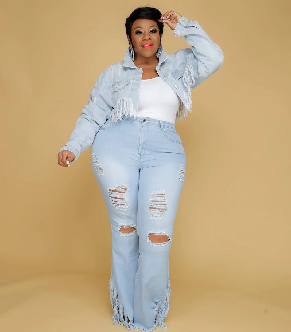 Curvaceous Boutique BLAZERS/VESTS/JACKETS Light Blue Fringe Denim Jacket 5 Curvaceous Boutique BLAZERS/VESTS/JACKETS Light Blue Fringe Denim Jacket