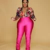 Curvaceous Boutique NEW Pink Floral Plunge Body-Suit 2 Curvaceous Boutique NEW Pink Floral Plunge Body-Suit