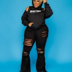 Curvaceous Boutique Black Ripped Apart Jeans