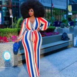 Curvaceous Boutique Red Stripes Wide- Leg Jumpsuit JUMPSUITS 7 Curvaceous Boutique Red Stripes Wide- Leg Jumpsuit JUMPSUITS