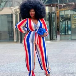 Curvaceous Boutique Red Stripes Wide- Leg Jumpsuit JUMPSUITS 8 Curvaceous Boutique Red Stripes Wide- Leg Jumpsuit JUMPSUITS