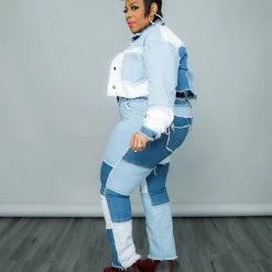 Curvaceous Boutique SETS Patchwork Frayed Denim Set 6 Curvaceous Boutique SETS Patchwork Frayed Denim Set