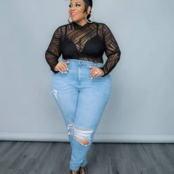 Curvaceous Boutique Light Blue Distressed Vintage Wash Jeans 6 Curvaceous Boutique Light Blue Distressed Vintage Wash Jeans