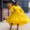 Curvaceous Boutique Yellow Smock Swing Dress DRESSES