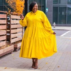 Curvaceous Boutique Yellow Smock Swing Dress DRESSES 11 Curvaceous Boutique Yellow Smock Swing Dress DRESSES