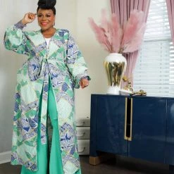 Curvaceous Boutique Floral Rhinestone Cuff Duster NEW