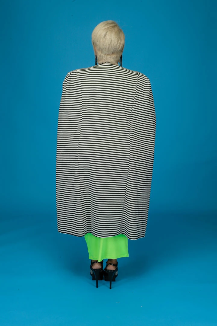 Curvaceous Boutique Stripe Long Hero Cape Blazer 4 Curvaceous Boutique Stripe Long Hero Cape Blazer