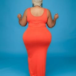 Curvaceous Boutique NEW Orange Tie Tank Dress
