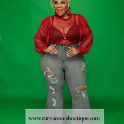 Curvaceous Boutique Gray Retro Distressed Jeans 6 Curvaceous Boutique Gray Retro Distressed Jeans