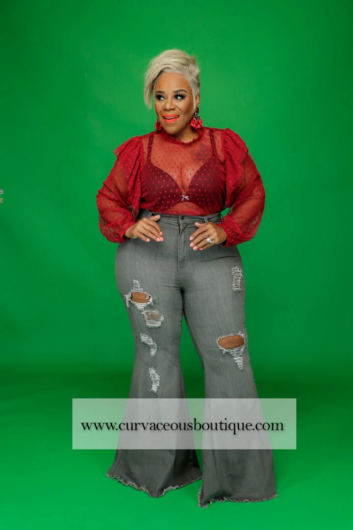 Curvaceous Boutique Gray Retro Distressed Jeans 4 Curvaceous Boutique Gray Retro Distressed Jeans