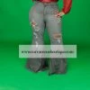 Curvaceous Boutique Gray Retro Distressed Jeans