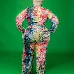 Curvaceous Boutique Palms Spring Pant Set NEW