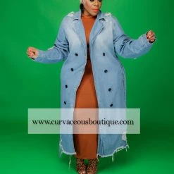 Curvaceous Boutique Blue Denim Trench Coat