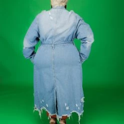 Curvaceous Boutique Blue Denim Trench Coat