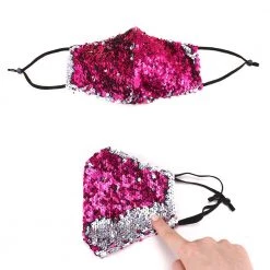 Curvaceous Boutique Pink Reversible Sequin Fashion Mask NEW