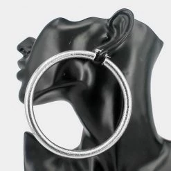 Curvaceous Boutique NEW XLarge Frosted Metal Hoop Earrings 7 Curvaceous Boutique NEW XLarge Frosted Metal Hoop Earrings