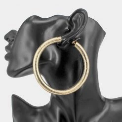 Curvaceous Boutique Large Frosted Metal Hoop Earrings