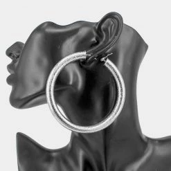 Curvaceous Boutique Large Frosted Metal Hoop Earrings