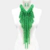Curvaceous Boutique Green Pearl Layered Fringe Necklace Set NEW