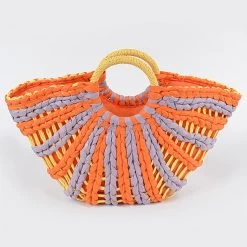 Curvaceous Boutique NEW Orange Swirl Straw Bag