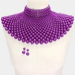 Curvaceous Boutique SALE Purple Pearl Armor Bib Necklace