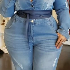 Curvaceous Boutique Navy BlueSlim Kimono Plus Size Belt