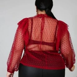 Curvaceous Boutique Burgundy Tulle Polka Dot Top SALE 5 Curvaceous Boutique Burgundy Tulle Polka Dot Top SALE