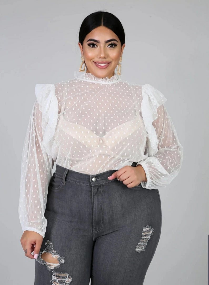 Curvaceous Boutique SALE Ivory Tulle Polka Dot Top 3 Curvaceous Boutique SALE Ivory Tulle Polka Dot Top