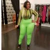 Curvaceous Boutique Neon Green Ruched Back Leggings SALE