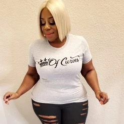 Curvaceous Boutique Grey Queen Of Curves Tee NEW