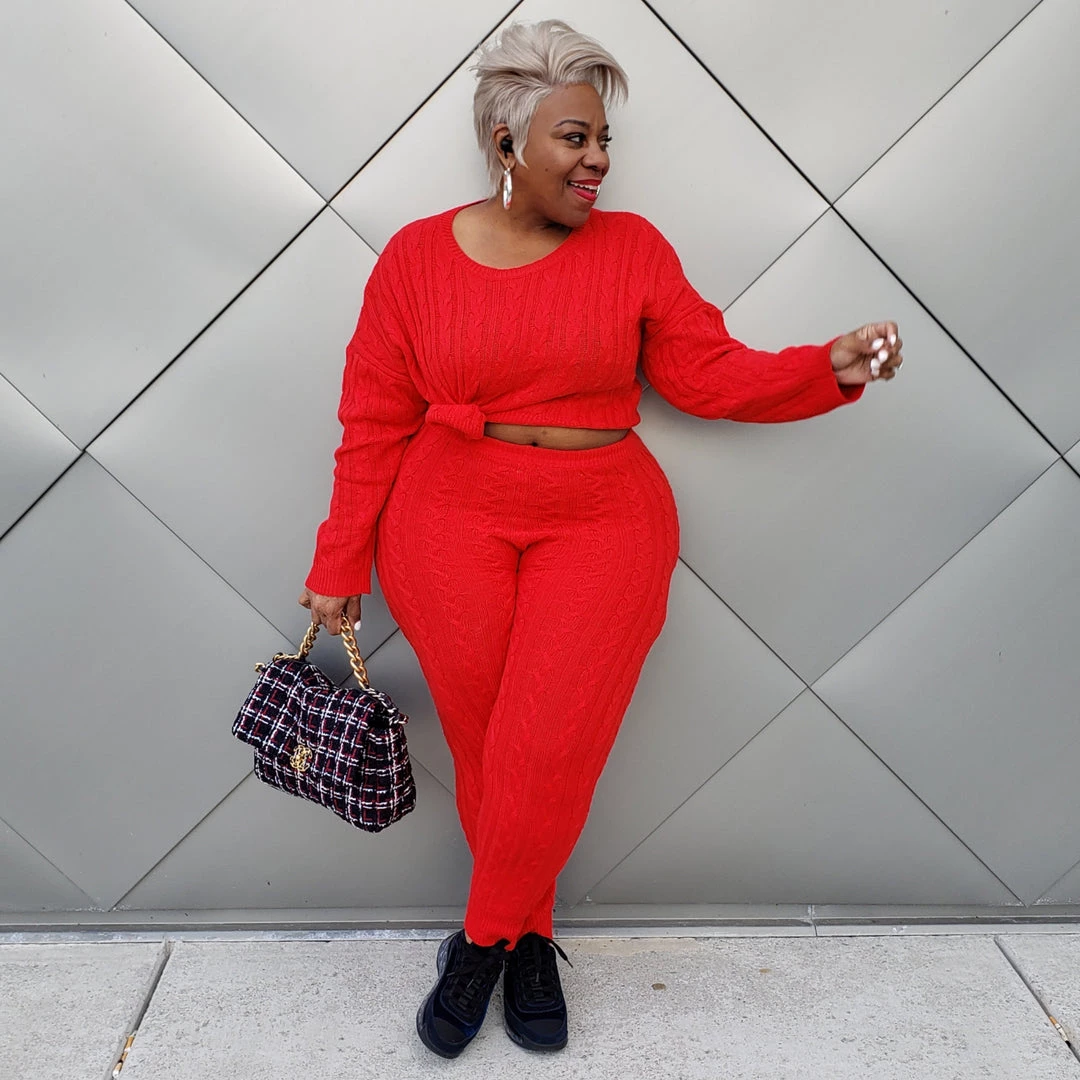 Curvaceous Boutique SALE Red Cable Knit Sweater Set 3 Curvaceous Boutique SALE Red Cable Knit Sweater Set