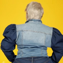 Curvaceous Boutique BLAZERS/VESTS/JACKETS Dark Puff Sleeve Denim Jacket