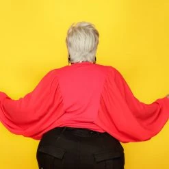 Curvaceous Boutique Red Puff Sleeve Top