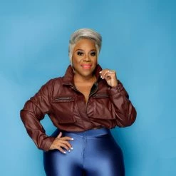 Curvaceous Boutique BLAZERS/VESTS/JACKETS Burgundy Faux Leather Crop Jacket