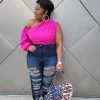 Curvaceous Boutique TOPS Pink One Sleeve Top 2 Curvaceous Boutique TOPS Pink One Sleeve Top