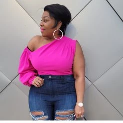 Curvaceous Boutique TOPS Pink One Sleeve Top