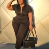 Curvaceous Boutique Black Take Off Jogger Jumpsuit