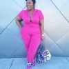 Curvaceous Boutique Pink Take Off Jogger Jumpsuit 2 Curvaceous Boutique Pink Take Off Jogger Jumpsuit